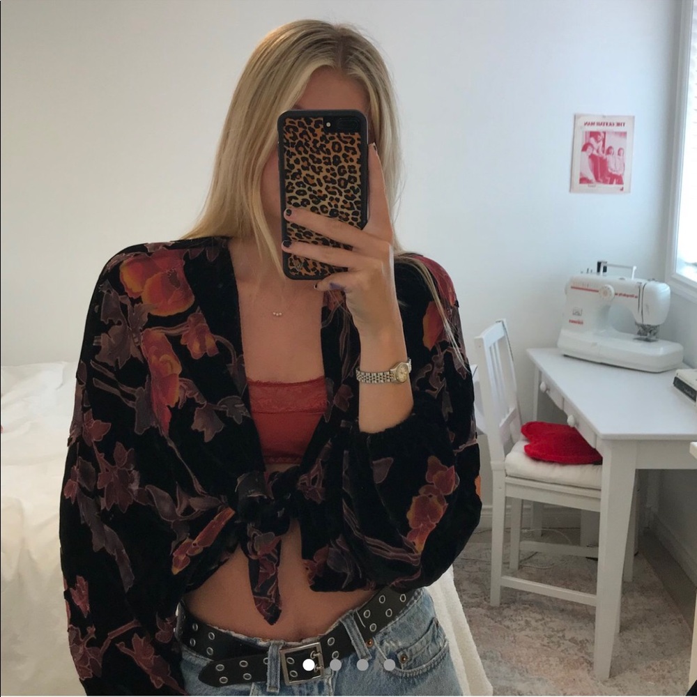 velvet floral cardigan